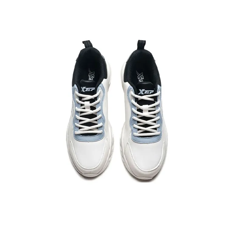 XTEP Slip-Resistant Water-Resistant Low-Top Running Shoes Men's White Black Blue-3