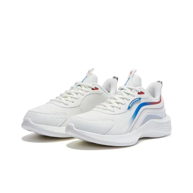 QIAODAN Cushioning Lightweight Low Top Casual Running Shoes Men's White Blue-1