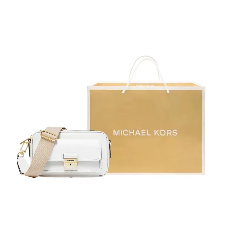 MICHAEL KORS Bradshaw Cow Leather Shoulder Bag Medium Size Women's White-6