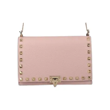 Valentino Rockstud Calfskin Small Square Bag, Crossbody Bag, Shoulder Bag Women's Pink