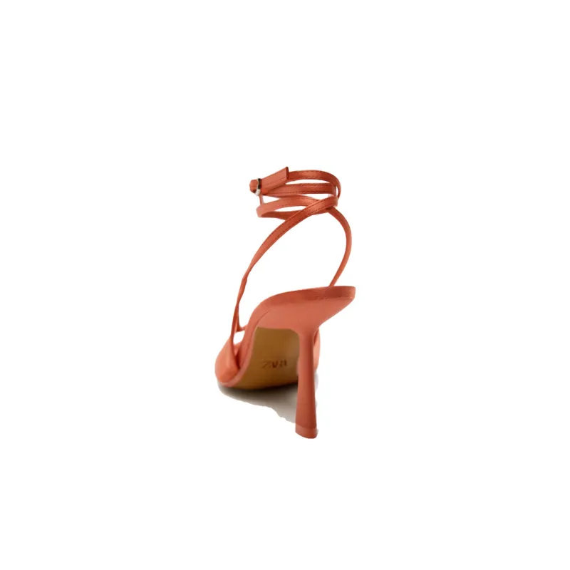 ZARA One-Strap Sandals 9cm Women's Orange-3