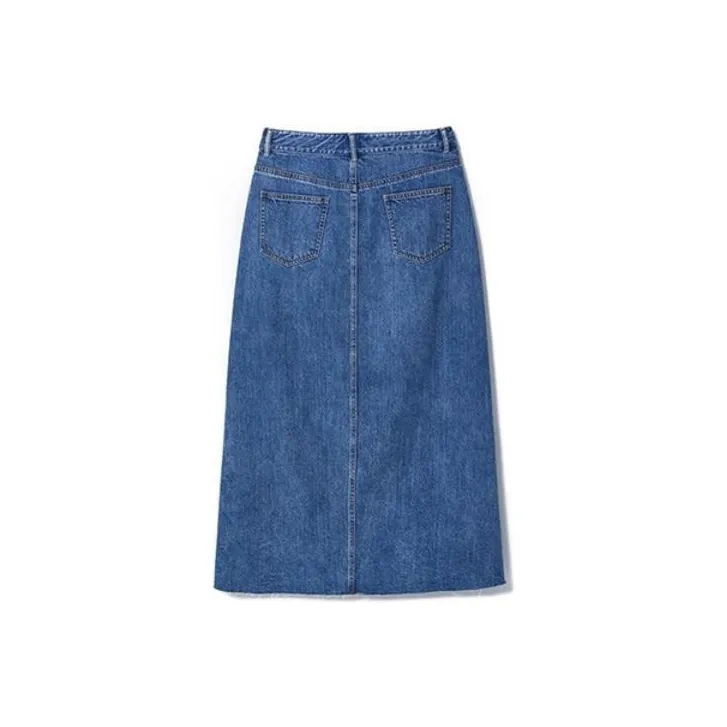 XII BASKET Denim Long Skirts Women's Dark Blue-1