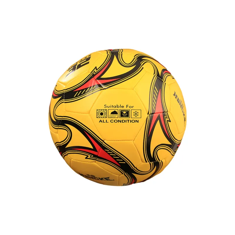 HONGKE Size 5 Soccer PU Machine Stitched Soccer Ball Unisex Yellow Red-2