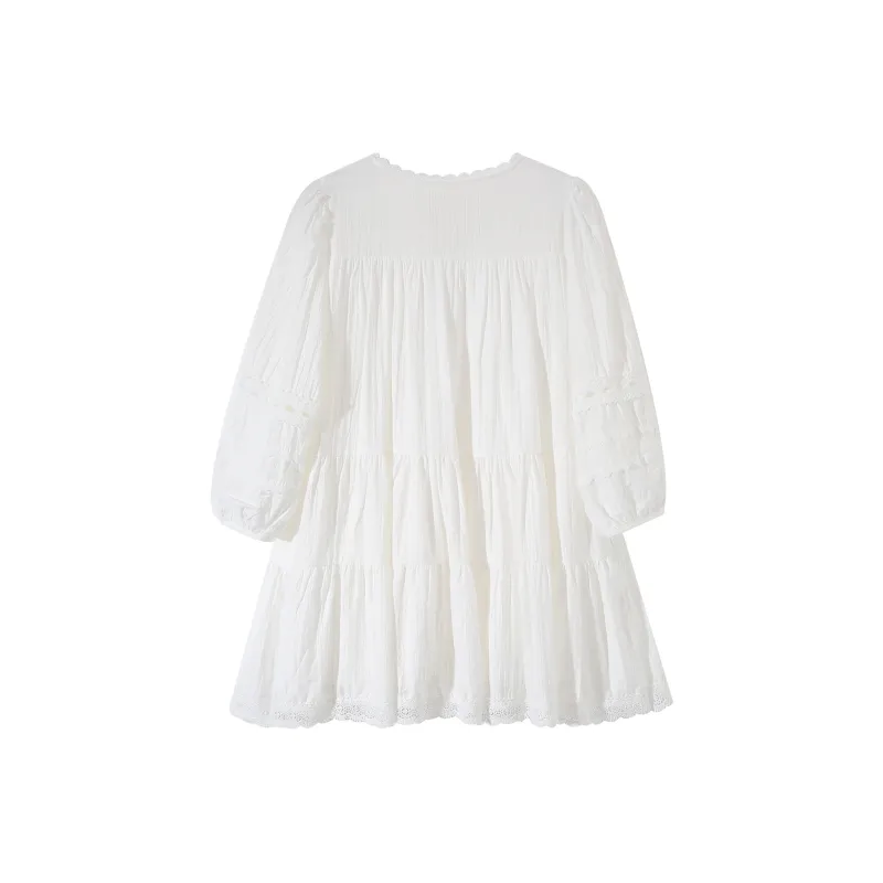 Adeworn Long Sleeved Dress Women's White-1