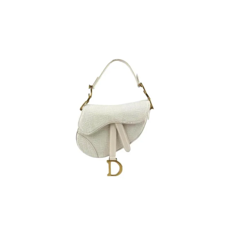 DIOR Cow Leather Saddle Bag Handbag, Shoulder Bag Women's White-0