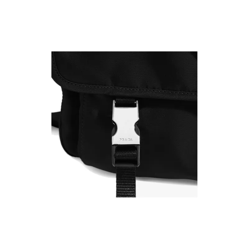 PRADA Nylon Fabric Flap Bag, Messenger Bag, Shoulder Bag, Crossbody Bag Medium Size Unisex Black-7