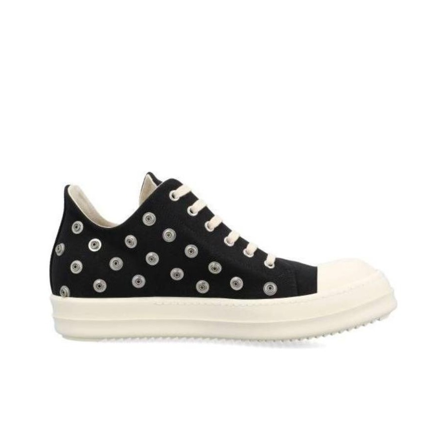 Rick Owens DRKSHDW Low Sneaks Eyelet Black Milk - POIZON