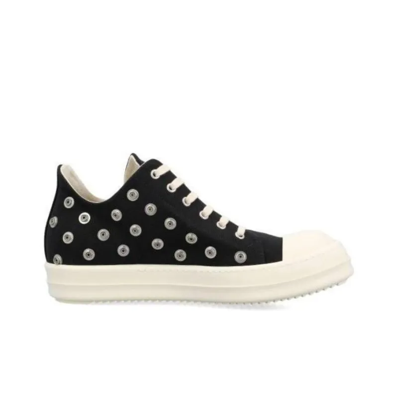 Rick Owens DRKSHDW Low Sneaks Eyelet Black Milk-1