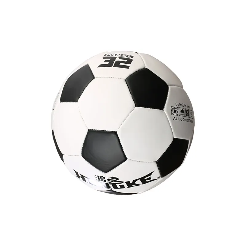 HONGKE Size 3/4 Size/5 Size Soccer PVC Machine Stitched Soccer Ball Unisex Black White-1