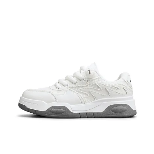 Warrior Puffy Shoes Breathable Height Increasing Low-Top Skateboard Shoes Men's Milk White Lid
