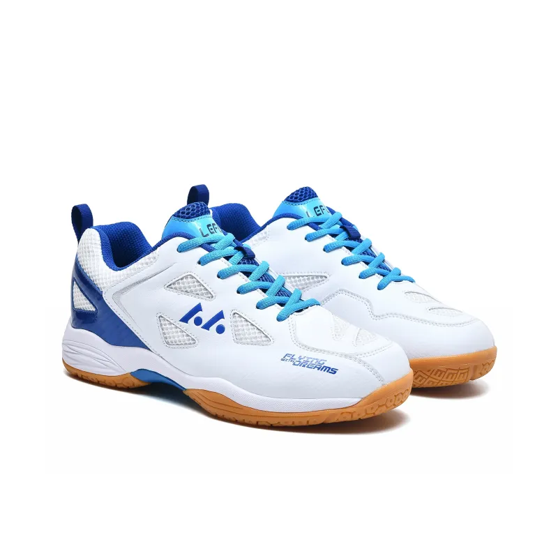 LEFUS Badminton Shoes Unisex Low Top White Blue-1