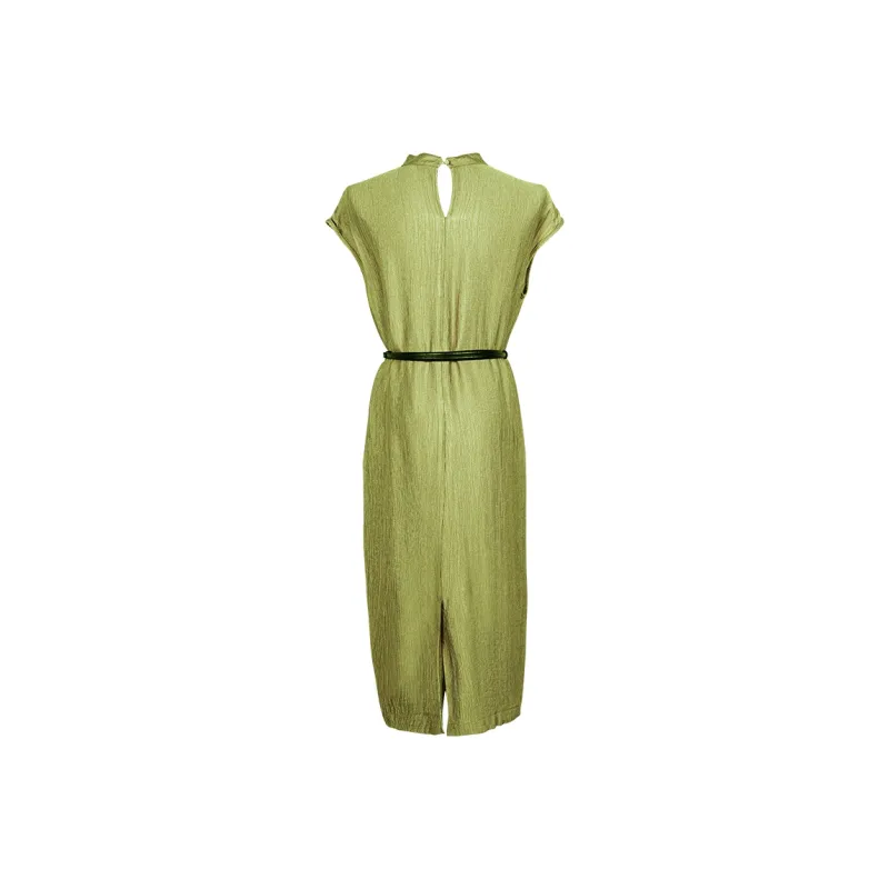 MISSSHINE Sleeveless Dresses Women's Mustard Green-1