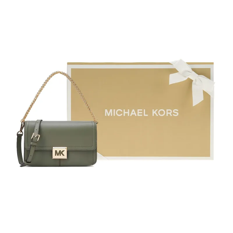 MICHAEL KORS Sonia Cowhide Leather One Shoulder Handbag, Crossbody Bag Medium Size Women's Army Green-2