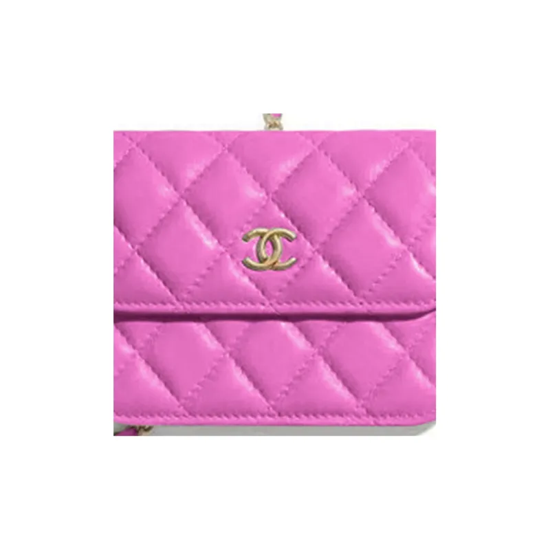 CHANEL Lambskin Flap Bag Waist Chain Bag Women's Pink-1