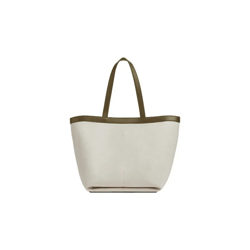 Bottega Veneta Canvas Tote Bag, Shopping Bag, Canvas Bag, One Shoulder Handbag Medium Size Women's Natural/Mud Brown-2