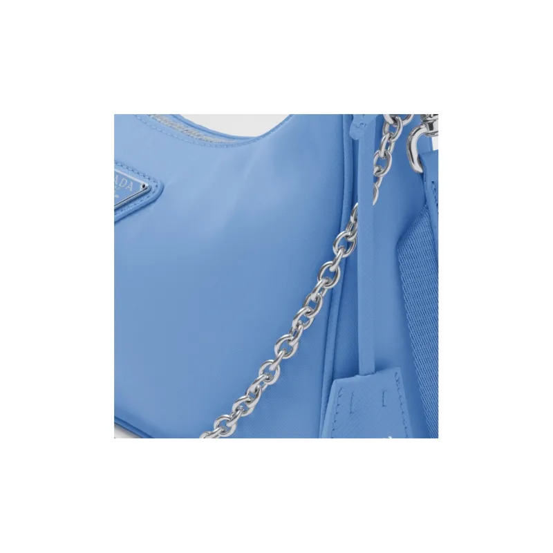PRADA Re-Edition Fabric With Leather Crossbody Bag Shoulder Bag Women's Light Purple Light Blue-5