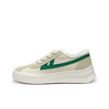 Warrior Sky Power DeXun Little Cube Low Top Vintage Skateboard Shoes Unisex Beige Green