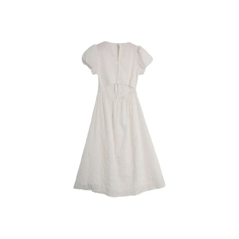 SETIROM Short Sleeved Dress Women's White-1