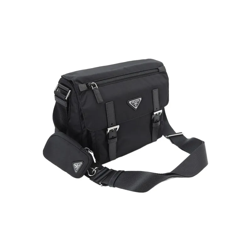 PRADA Re Edition Recycled Nylon Patchwork 2 in 1 Messenger Bag Shoulder Bag Crossbody Bag Unisex Black-2