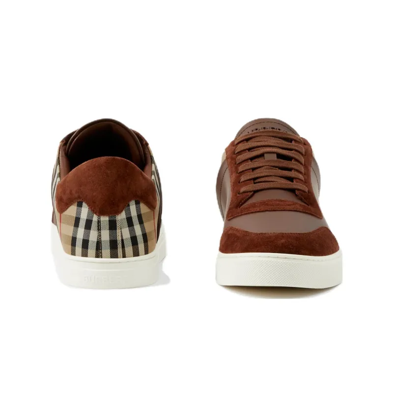 Burberry Low Top Skateboard Shoes Men's Brown Red-2