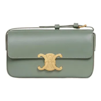 CELINE Triomphe Calfskin Handbag Shoulder Bag Women's Green