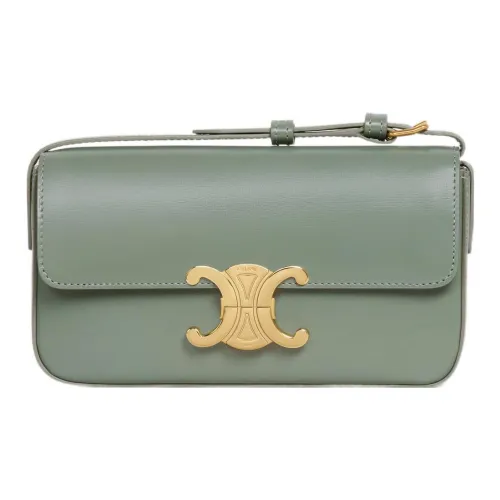 CELINE Triomphe Calfskin Handbag Shoulder Bag Women's Green