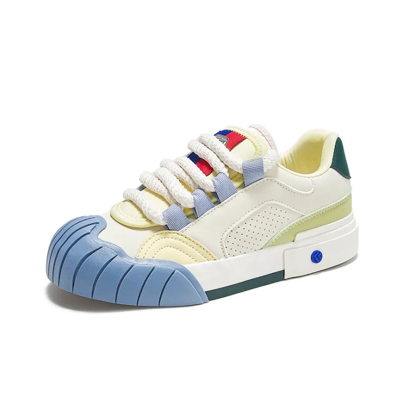 Feiyue Slip Resistant Low Top Skateboard Shoes Women's Beige Light Green-1