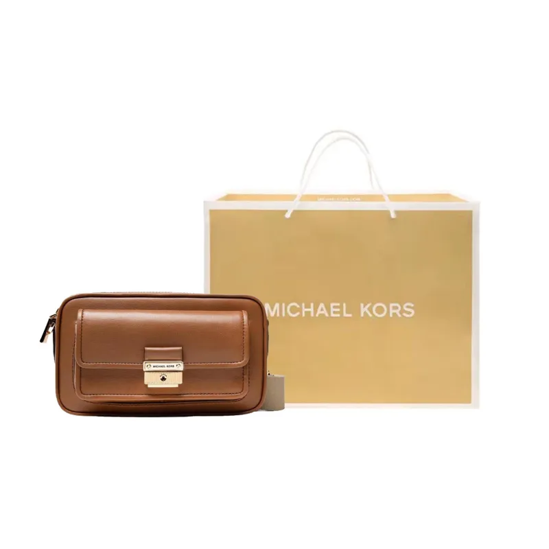 MICHAEL KORS Bradshaw Leather Camera Bag, Crossbody Bag, Shoulder Bag Women's Caramel Brown-7