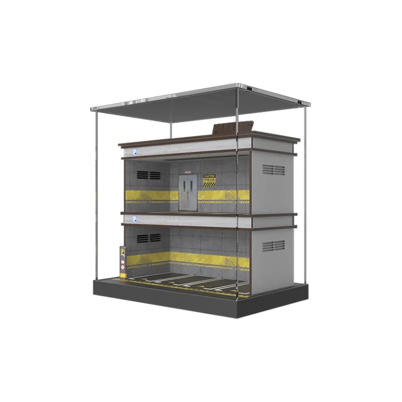 CARMCK 1/64 Model Car Parking Lot, Triple Layer Realistic Car Scenario, With Light, Acrylic Cover Model Accessories-4