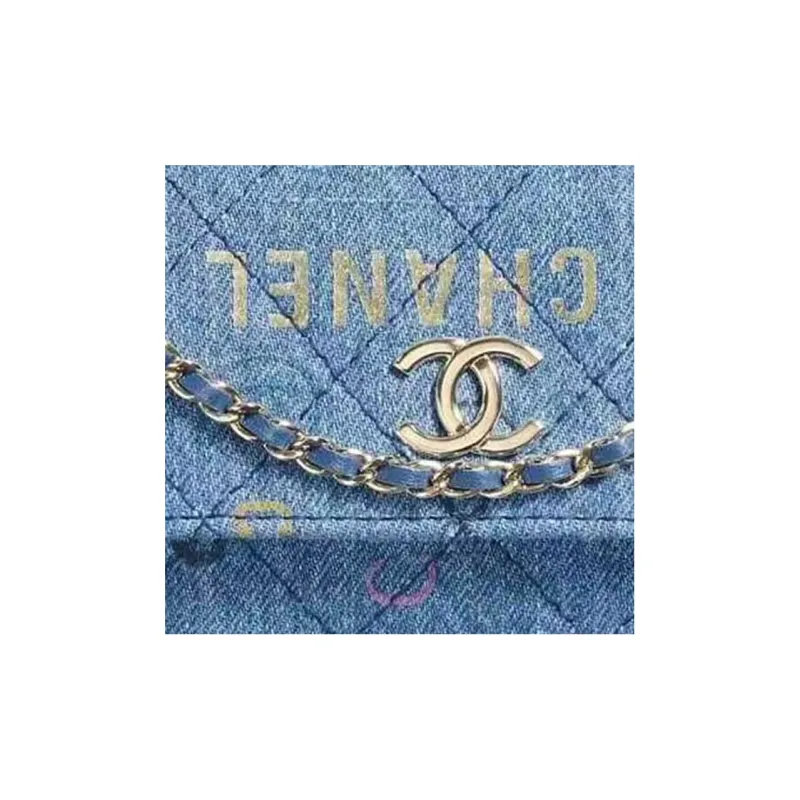 CHANEL Denim Clutch, Coin Purse, Card Holder Women's Blue-1
