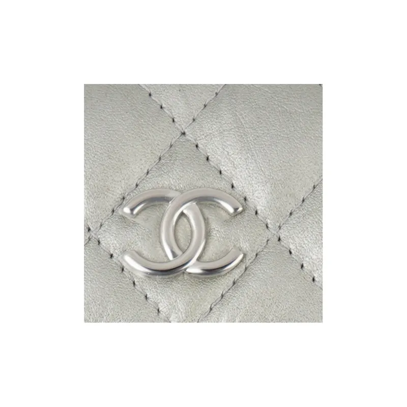 CHANEL Cow Leather Coin Purse, Crossbody Fanny Pack Women's Silver-1