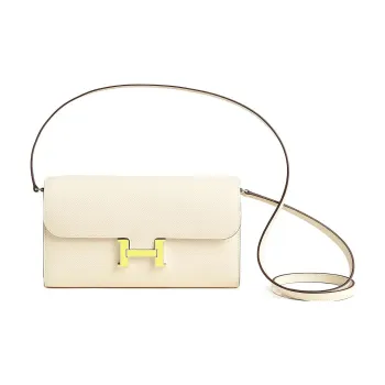 HERMES Constance To Go Epsom Leather Wallet, Handheld Shoulder Bag, Crossbody Bag Women's White Yellow