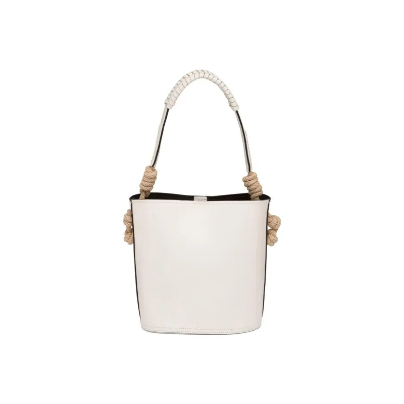 PRADA Cow Leather Bucket Bags One Shoulder Handbags Women's White-2