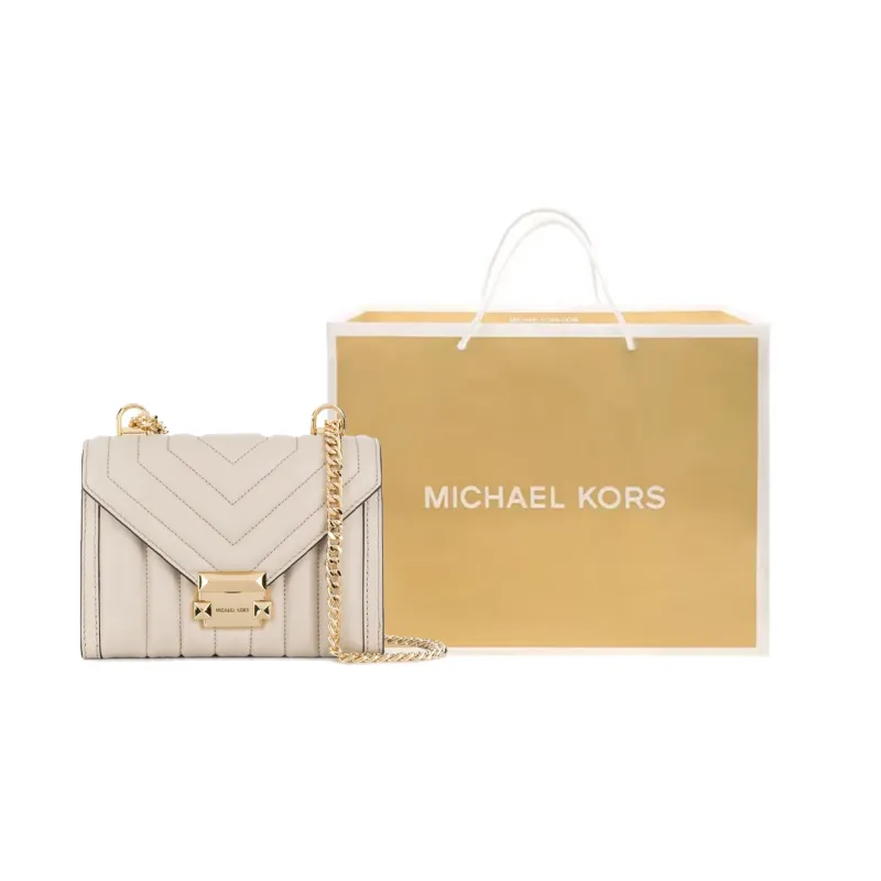 MICHAEL KORS Whitney Sheepskin Envelope Bag, Shoulder Bag, Crossbody Bag Trumpets Women's Cream-6