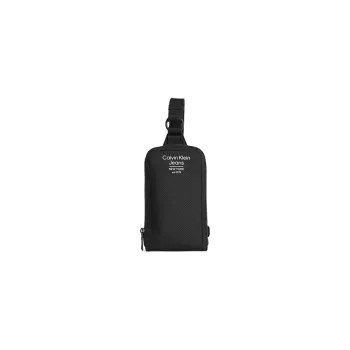 CALVIN KLEIN Recycled Polyester One Shoulder Crossbody Cell Phone Pouch Men's Black