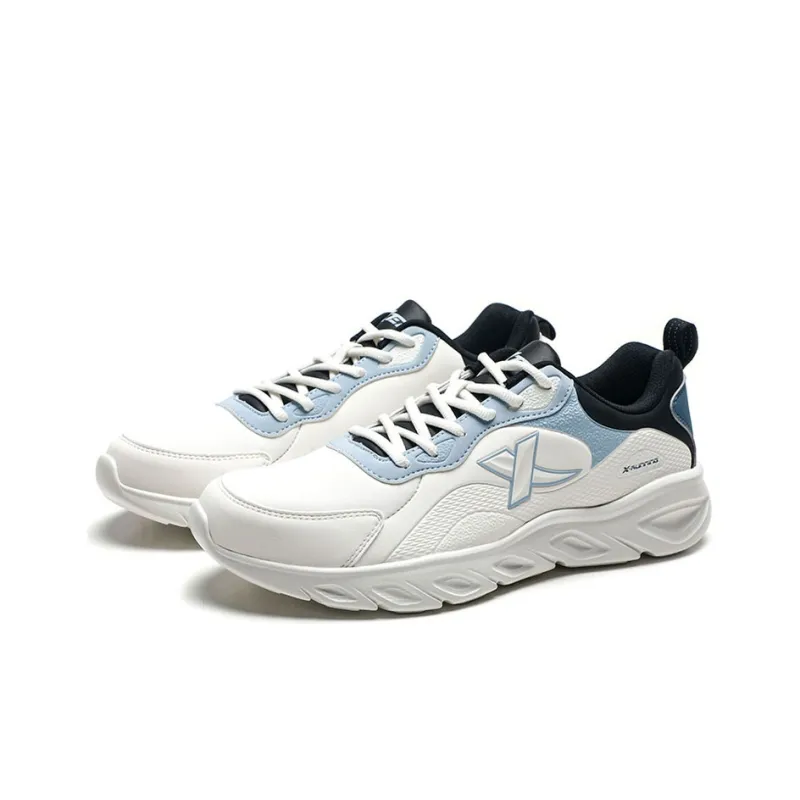 XTEP Slip-Resistant Water-Resistant Low-Top Running Shoes Men's White Black Blue-2