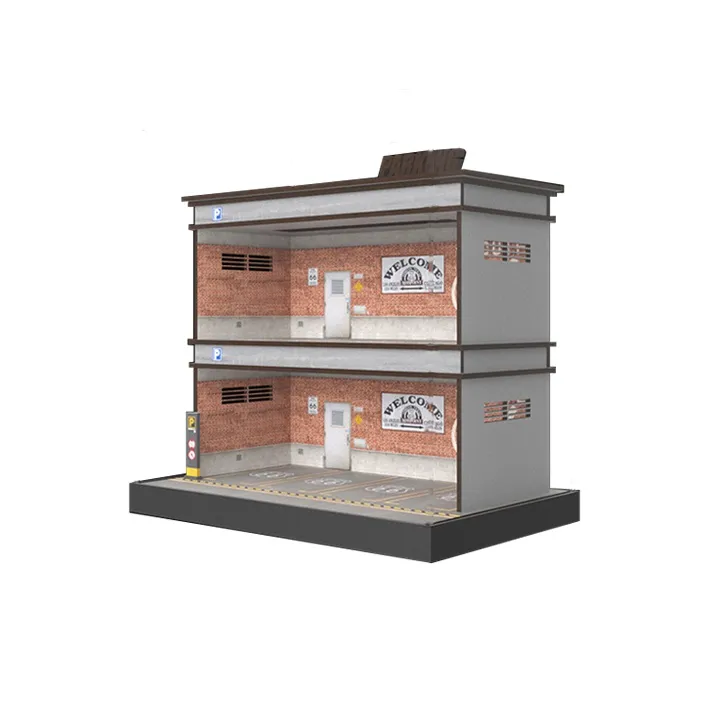 CARMCK 1/64 Model Car Parking Lot, Triple Layer Realistic Car Scenario, With Light, Acrylic Cover Model Accessories-11