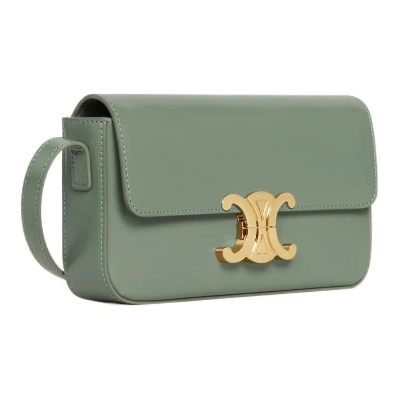 CELINE Triomphe Calfskin Handbag Shoulder Bag Women's Green-1