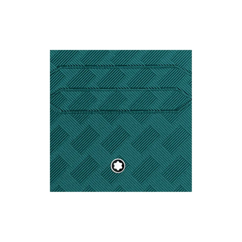 MONTBLANC Full Grain Cow Leather Card Holder Men's Turquoise Blue-2