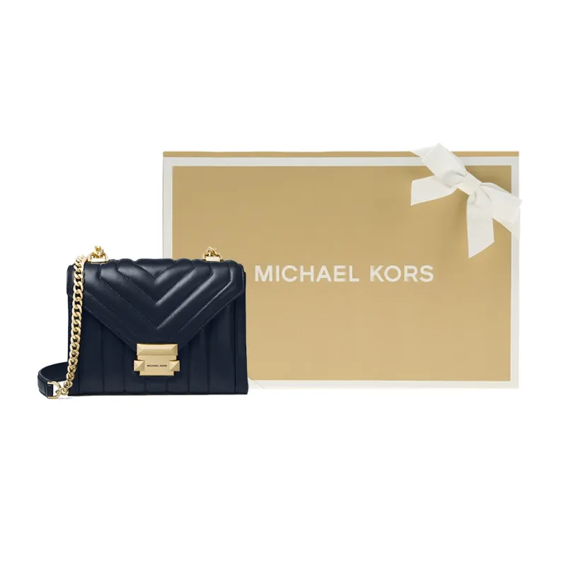 MICHAEL KORS Whitney Sheepskin Envelope Bag Shoulder Bag Crossbody Bag Small Size Women's Navy Blue-4