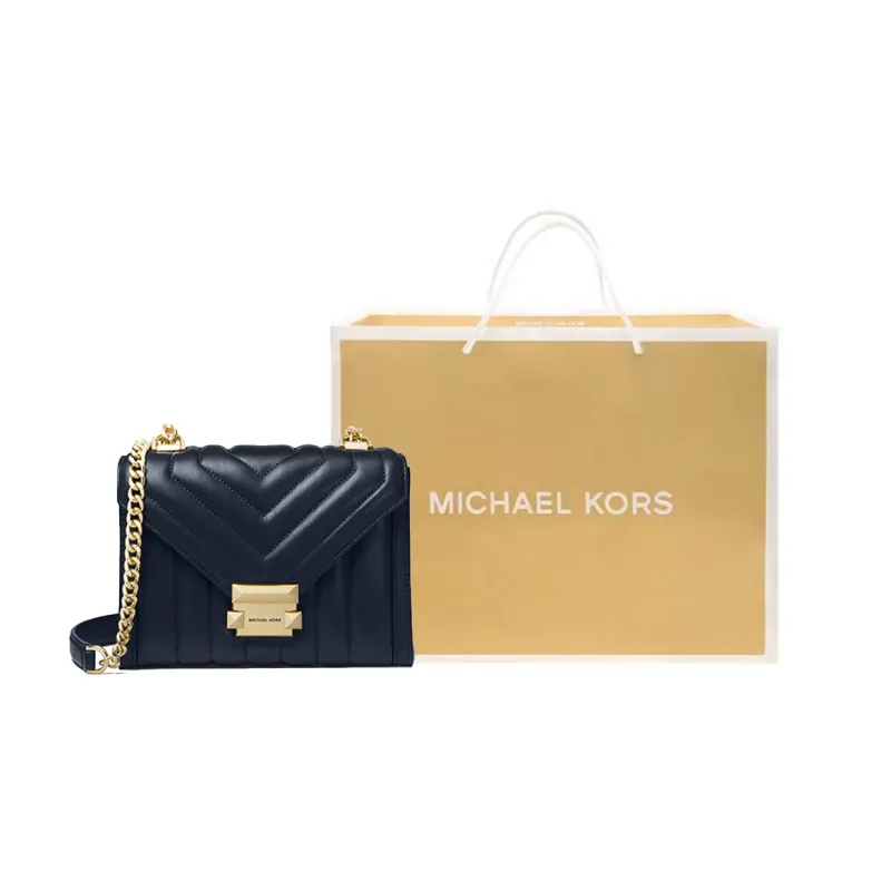 MICHAEL KORS Whitney Sheepskin Envelope Bag Shoulder Bag Crossbody Bag Small Size Women's Navy Blue-6