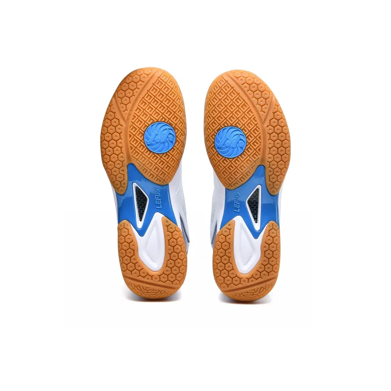 LEFUS Badminton Shoes Unisex Low Top White Blue-4