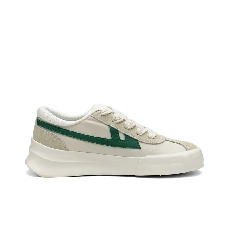 Warrior Sky Power DeXun Little Cube Low Top Vintage Skateboard Shoes Unisex Beige Green-1