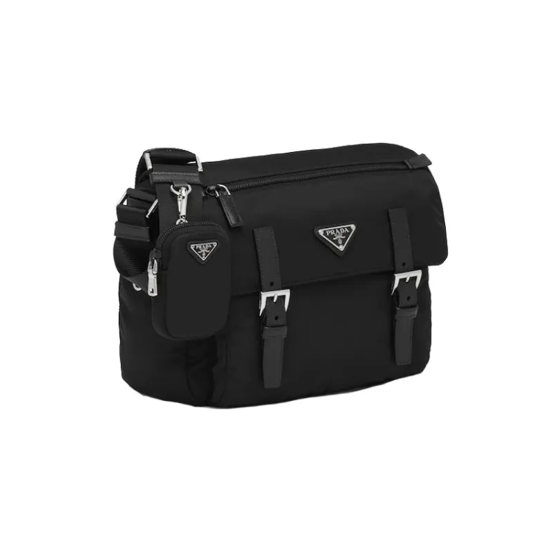 PRADA Re Edition Recycled Nylon Patchwork 2 in 1 Messenger Bag Shoulder Bag Crossbody Bag Unisex Black-1