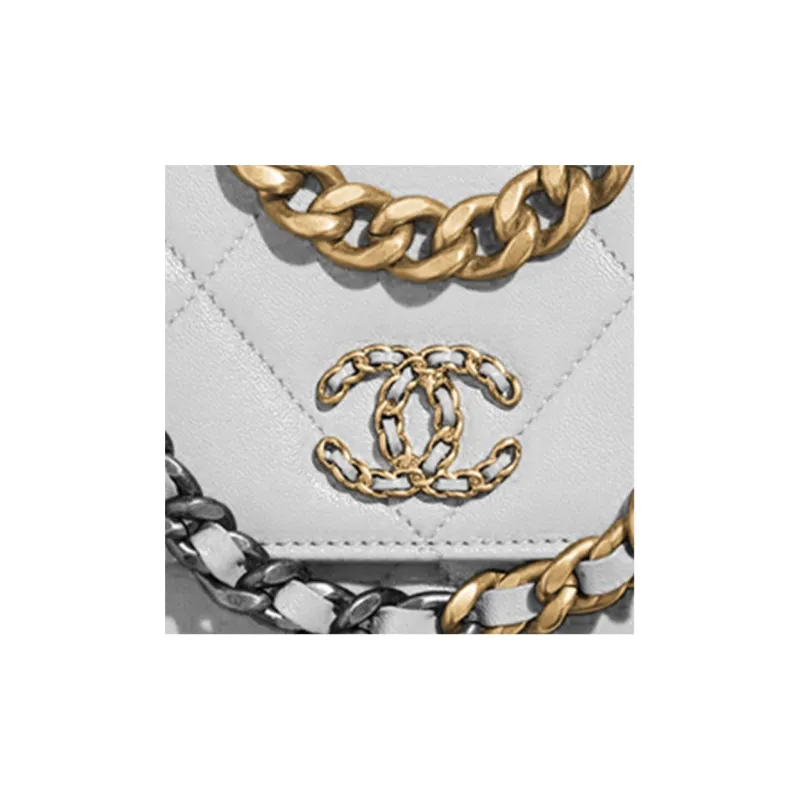 CHANEL 19Bag Sheepskin Handbag, Shoulder Bag, Crossbody Bag Women's Gray-1