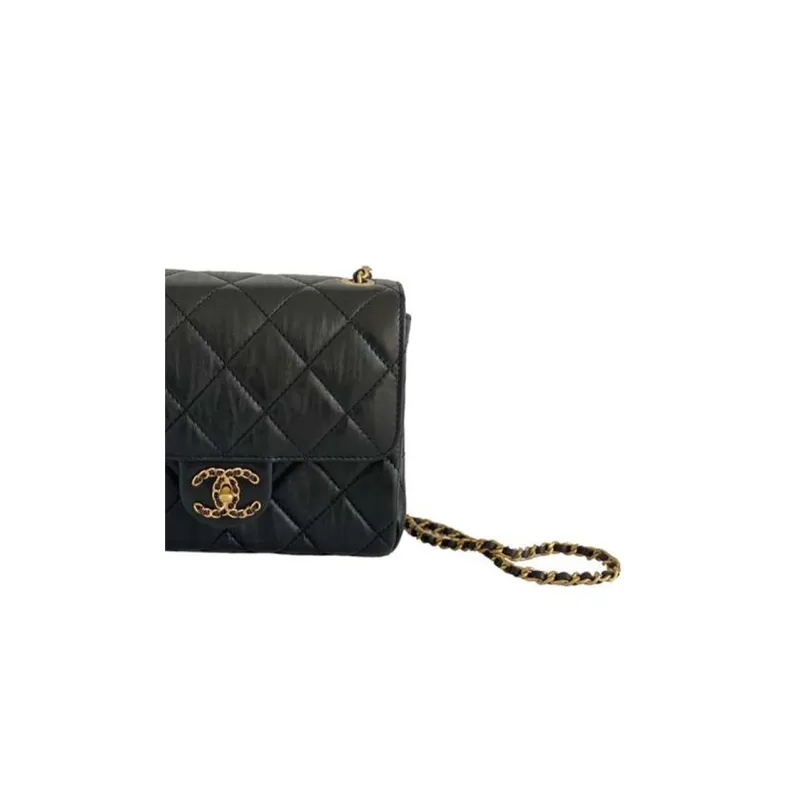 CHANEL 22c Early Spring Cow Leather Square Bag, Crossbody Bag, Shoulder Bag Women's Black-3