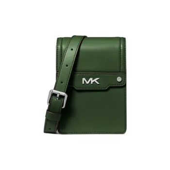 MICHAEL KORS Leather Cell Phone Pouch, Shoulder Bag, Crossbody Bag Men's Green