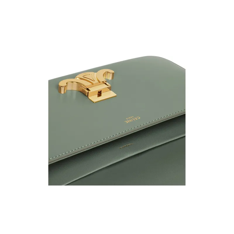 CELINE Triomphe Calfskin Handbag Shoulder Bag Women's Green-4