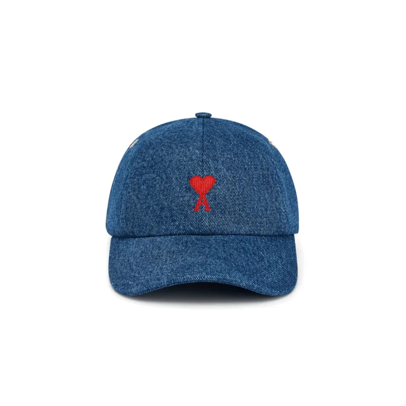 AMIPARIS Paris Ami De Coeur Logo Embroidered Denim Baseball Hat-0