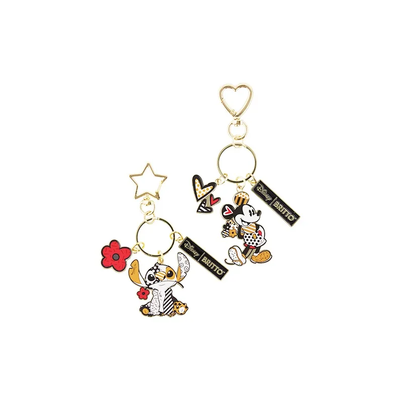 ENESCO Disney Britto Black Gold Collection, Stich Mickey Keychain Anime / Games Pendants-2